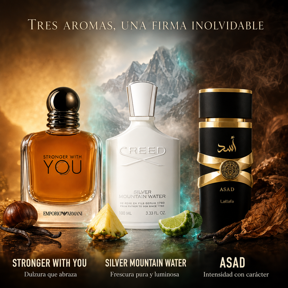 Combo Trío Stronger With You + Creed Silver + Asad (Dulce)